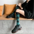 thumbnail image 2 of Aellinatey Women Knee High Socks College Vintage Multicolor Argyle Plaid Print Stockings, 2 of 20