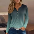 thumbnail image 4 of Yubnlvae Women's Henley Neck Long Sleeve Shirt - 2025 Spring/Fall Casual Button-Down Blouse (Versatile Layering Piece | Soft V-Neck Collar | Stylish Print Options) (Navy | XXL), 4 of 7