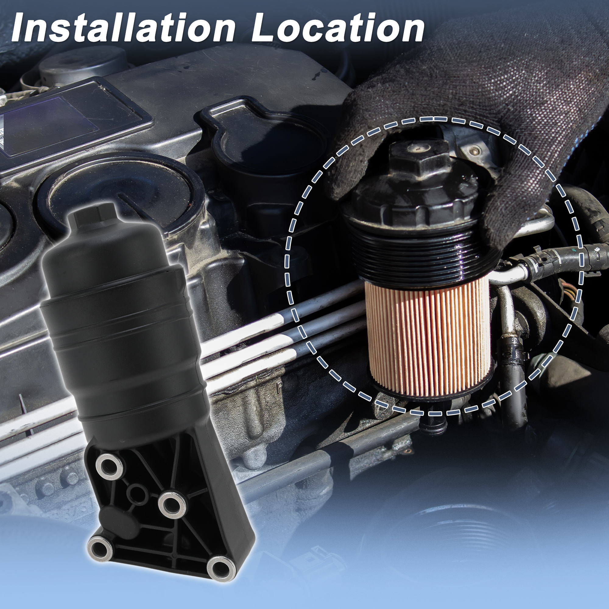 Engine Oil Filter Housing for Hyundai for Genesis 2012-2014 No.263003C701 Transmission Oil Cooler Plastic 1 Pc