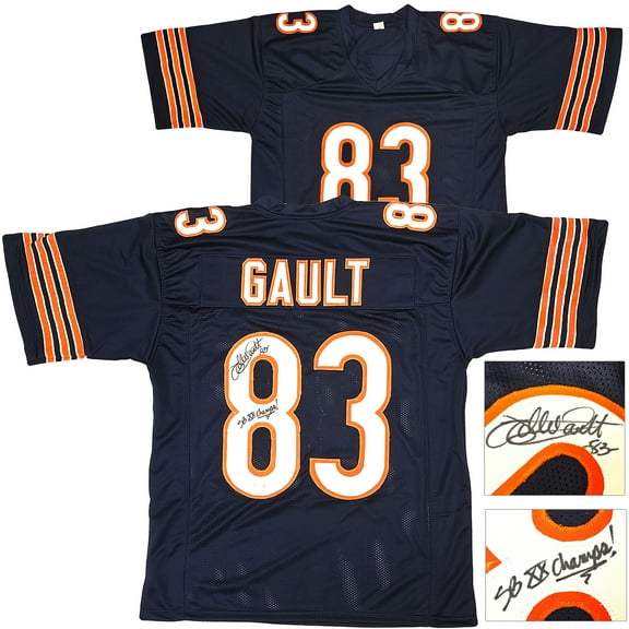 Chicago Bears Willie Gault Autographed Navy Blue Jersey "SB XX CHAMPS" Beckett BAS Witness 221062