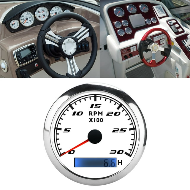 85mm Pointer Tachometer RPM Tacho Gauge IP67 Stainless Steel Universal for Car Boat Marine