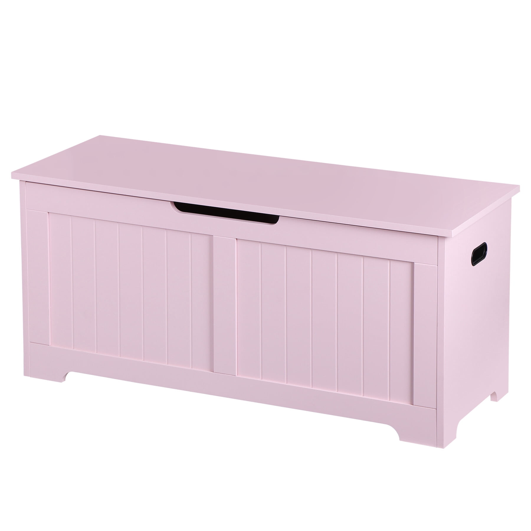ZENSTYLE Lift Top Entryway Storage Chest/Bench with Side Handles, MDF Frame Toy Box, Pink