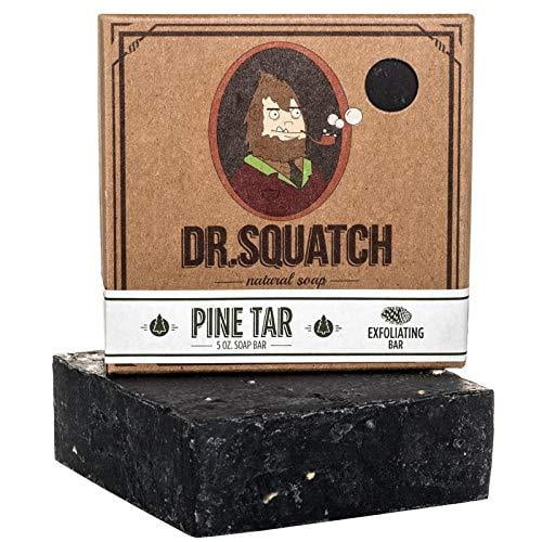 Dr. Squatch Pine Tar Soap – Mens Soap with Natural Woodsy Scent and Skin Scrub Exfoliation – Black Soap Bar Handmade with Pine Tar, Olive, Coconut Organic Oils in USA #1 Pine Tar 5 Oun