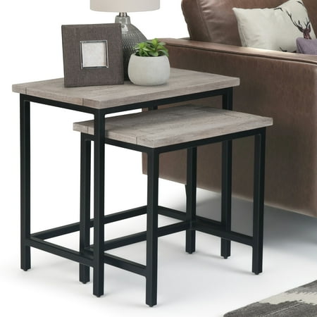 Birch Dining Room Side Table - WyndenHall Rhonda 2-piece Nesting Side Table in Dark Cognac Brown