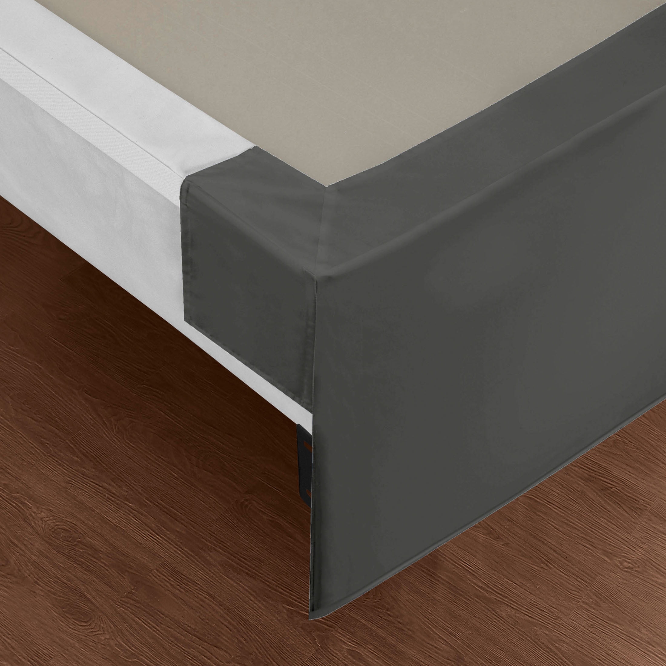 WonderSkirt Wraparound Tailored 15" Microfiber Bedskirt, Grey, King