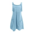 thumbnail image 4 of Summer Dresses for Womens 2025 Fashion Plus Size V-Neck Sleeveless Sling Pocket Solid Dress, 4 of 5