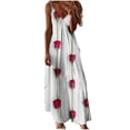 thumbnail image 2 of Lenago Robe de Bal Grande Taille Femme Mode à Bretelles Taille Mi-Haute Col en V Sans Manches à Rayures Imprimées Ajustée Plage Longue Robe Été Robes de Plage en Liquidation, 2 of 5