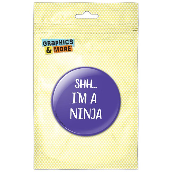Shh I'm a Ninja Handwritten White on Purple Pinback Button Pin Badge