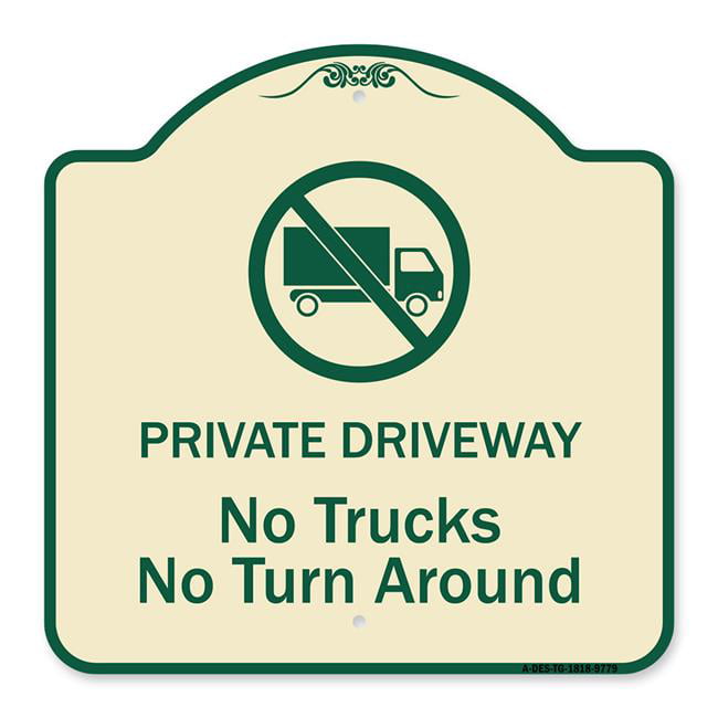 Private Driveway No Turn Around Black & Gold Heavy-Gauge Designer Series 