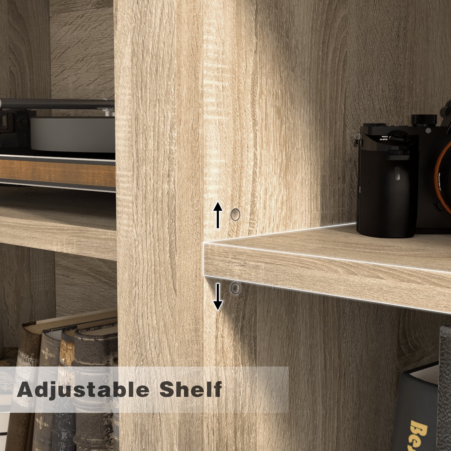 Furmax Barn Door TV Stand Media Console Center Industrial Style for TVs up to 65", Rustic Wood