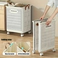 thumbnail image 3 of Asnews Foldable Laundry Hamper with Wheels, Large Capacity Dirty Clothes Basket for Bedroom/Bathroom/Laundry Room, 3 of 7