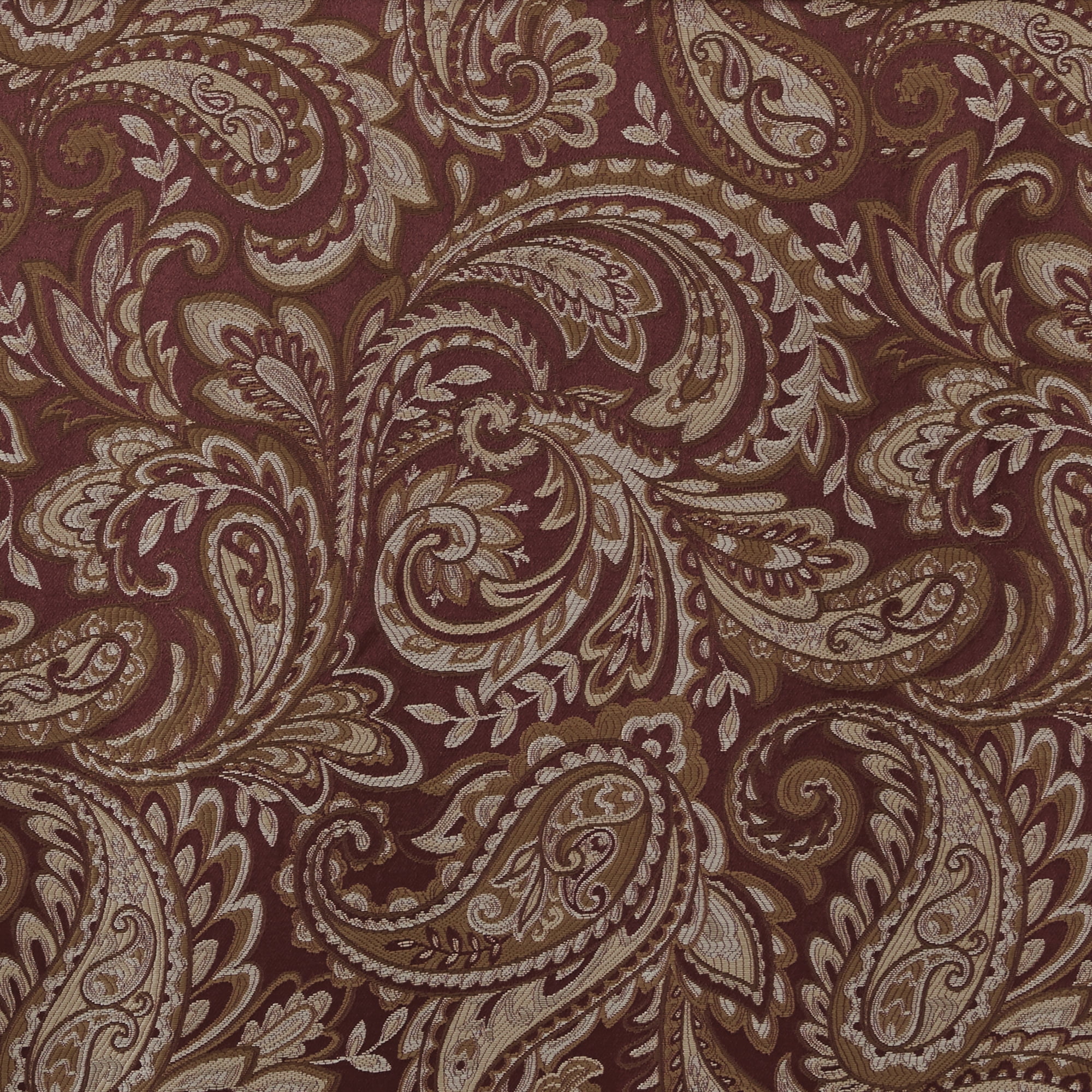 MAYEERTY 50x18" Jacquard Rod Pocket Valance With Beads Burgundy