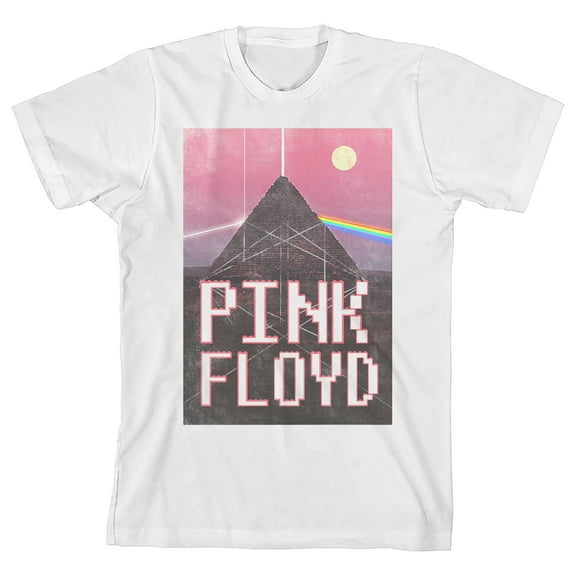 Pink Floyd Dark Side Of The Moon Prism Pink Sky Crew Neck Short Sleeve Girl's White T-shirt-Medium