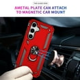 thumbnail image 4 of ELEHOLD Hybrid Rugged Case for Samsung Galaxy S25 Full Body Protection with Metal Magnetic 360° Rotating Ring Holder Kickstand Shockproof Heavy Duty Case for Samsung Galaxy S25,Red, 4 of 6