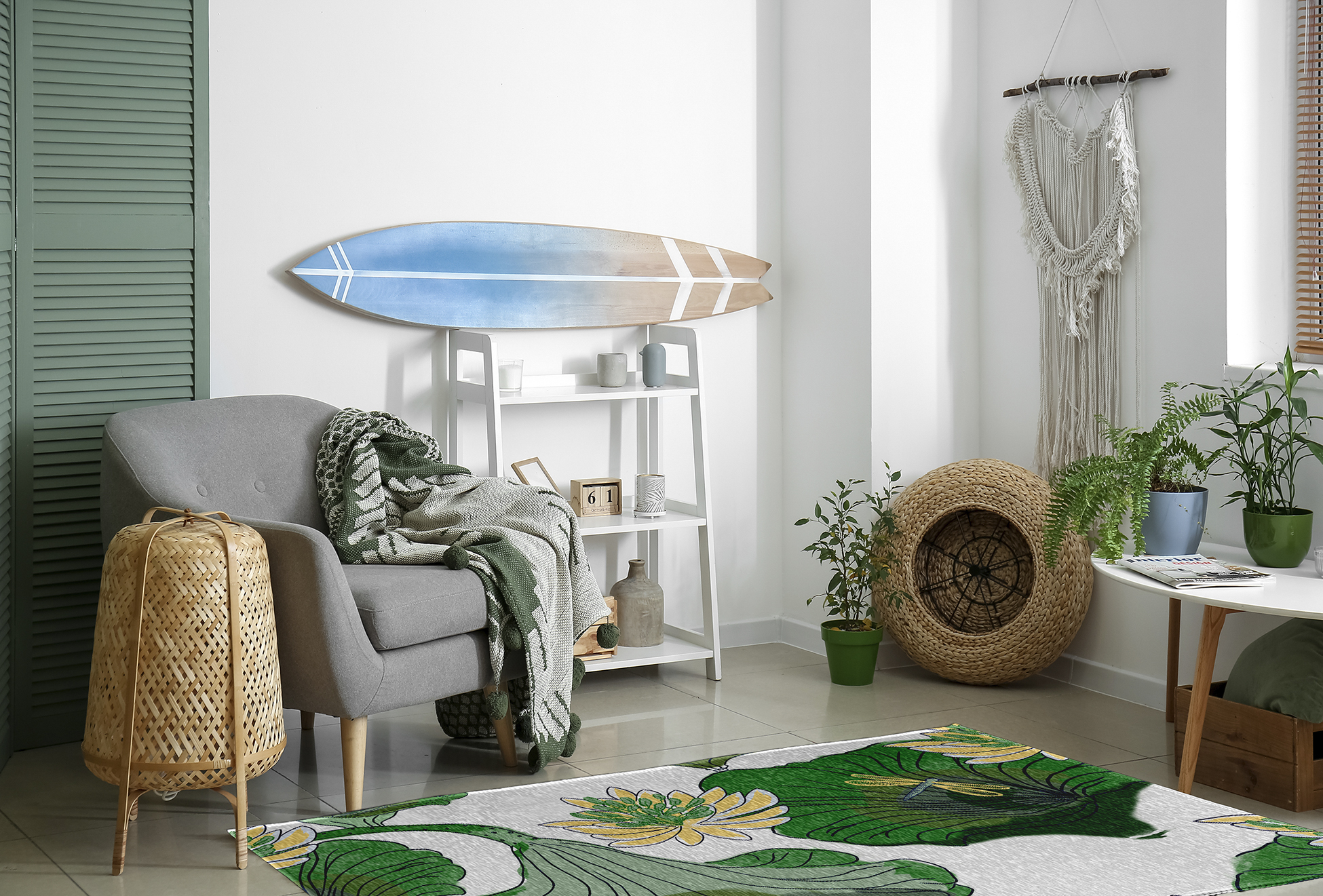 4' x 6' Simply Daisy Lotokoi Oriental Chenille Area Rug, Green