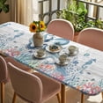 thumbnail image 3 of Coastal Octopus Table Cloths for 8 Foot Rectangle Tables, Beach Nautical Ocean Coral Seahorse Vintage Patio Waterproof Elastic Fitted Tablecloths, Washable Rectangular Table Cover for Camping, 3 of 8