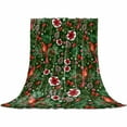 thumbnail image 2 of Red Flower Bird Throw Flannel Blanket 30x40In Green Leaf Pine Cone Christmas Stars Super Soft Cozy Bed Blanket, Lightweight Plush Fuzzy Bed Throw for Bedroom Sofa Couch Living Room, 2 of 4