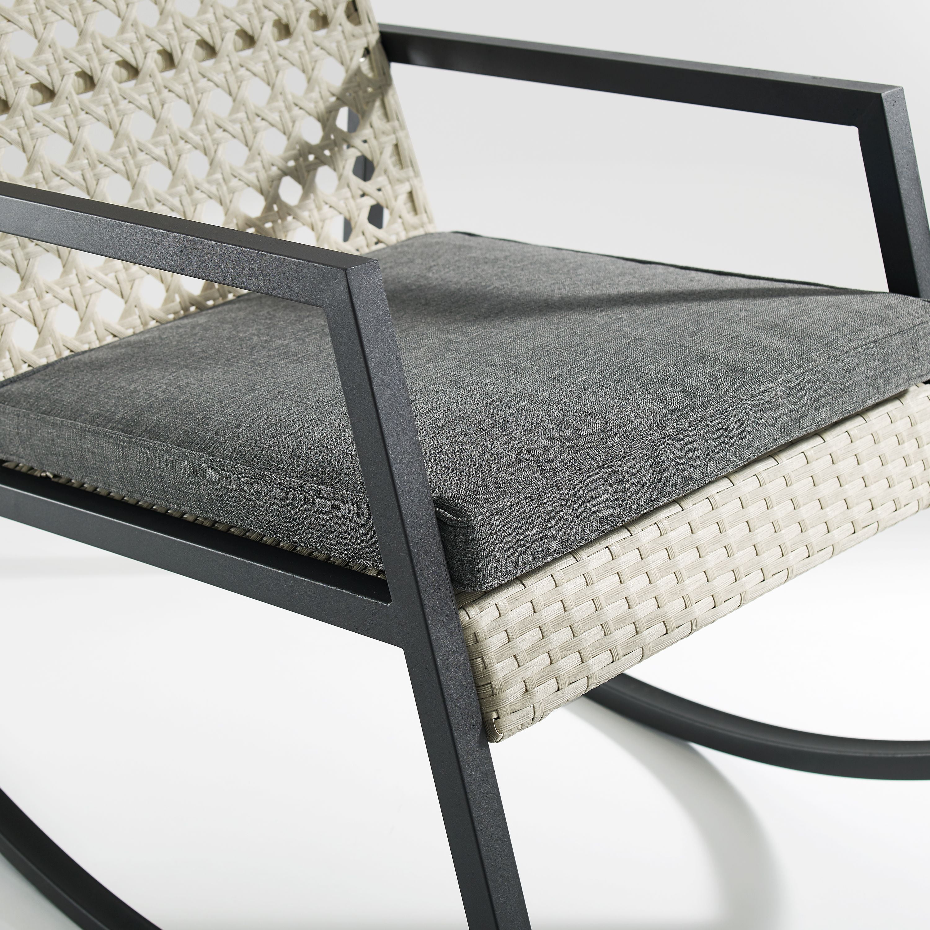 Manor Park Modern Patio Rattan Rocking Chair, Light Grey/Grey