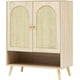 thumbnail image 1 of Aparador con ratán natural, armario buffet con puertas y 4 estantes ajustables para sala, entrada, comedor y cocina, 1 of 5