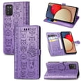 thumbnail image 1 of Funda Cartera FOXDOCK para Samsung Galaxy A02S , Flip PU con Relieve de Gatos y Perros, Tarjetero y Soporte, 1 of 6