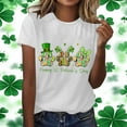 thumbnail image 1 of Ailaofu T-Shirt Amusant à Imprimé de Trèfle pour la Saint-Patrick pour Femmes, T-Shirt d'Été Décontracté à Manches Courtes et Col Rond, 1 of 5