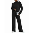 thumbnail image 1 of Conjuntos de 2 Piezas para Mujer para Otoño: Suéter de Punto de Viaje, Pantalones Anchos y Chándal para Estar en Casa. Negro L, 1 of 7