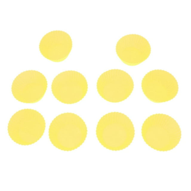 Abbracc Moule à Muffins en Silicone Coloré 10 Pcs Rond 7cm Petit Moule à Gâteau Réutilisable Jaune