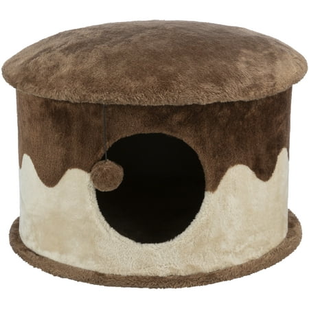 UPC: 4011905043395 | TRIXIE Cozy Plush Cover Indoor Cat Condo with a Cat Toy on String Brown-Beige
