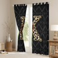 thumbnail image 3 of Homewish Personalized Initial Bow Knot K Black Out Curtains for Boys Girls,Gothic Boho Damask Curtains Pack of 2 (42x63 Each),Leopard Print Bedroom Curtains,Lightweight Room Decor, 3 of 6