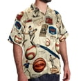 thumbnail image 2 of Baseball Men's Short Sleeve Poplin Button Down Shirts - Casual Printed Summer Beach Tops for Men, 2 of 6