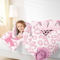 thumbnail image 4 of Erosebridal Pink Leopard Print 7-Piece Twin Bedding Sets For Girls,Letter A Initial Bedding Comforter Set,Pink Reversible, 4 of 7