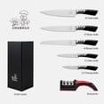 thumbnail image 3 of CHUSHIJI Knife Block Set,7 Pieces Knives Set for Kitchen,Knife Set with Block, Premium Stainless Steel Cooking Knife Set for Chef,Hardwood Kitchen Knife Set with Sharpener- Black, 3 of 8