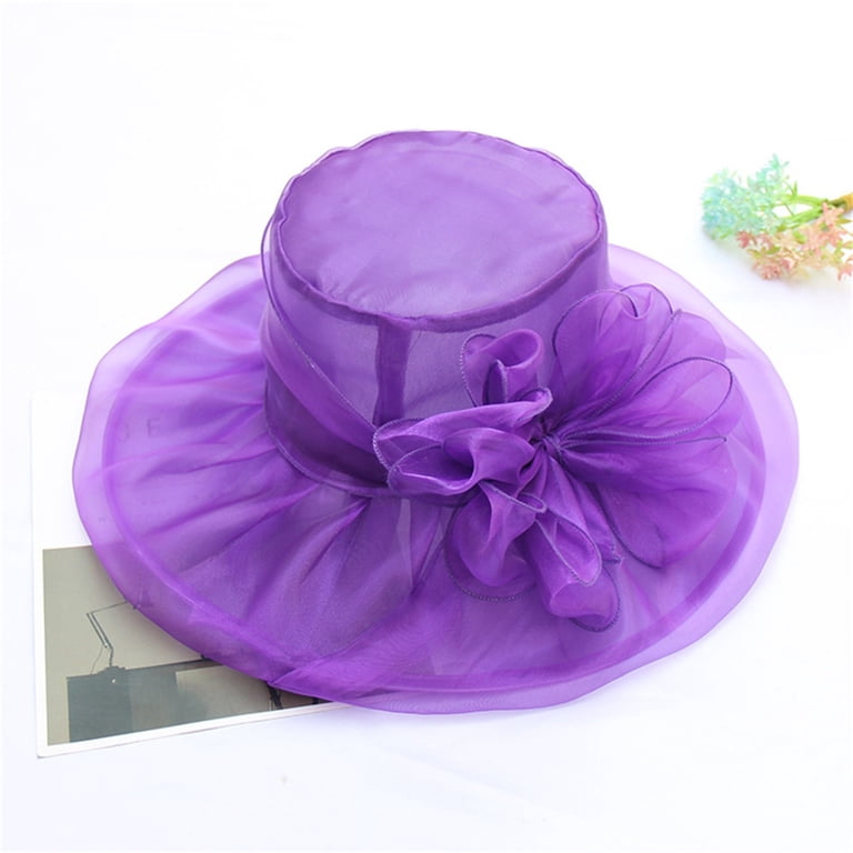 KALE Fedora Hat Floral Mesh Bridal Elegant Solid Color  display picture 2