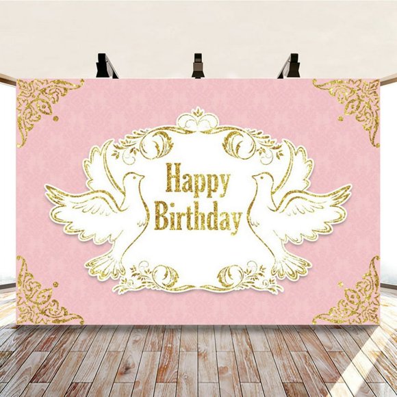 Glitter Sweet Girls Birthday Party Backdrop Rose Gold Happy Birthday Backdrop and Pink Rose Gold Tablecloth