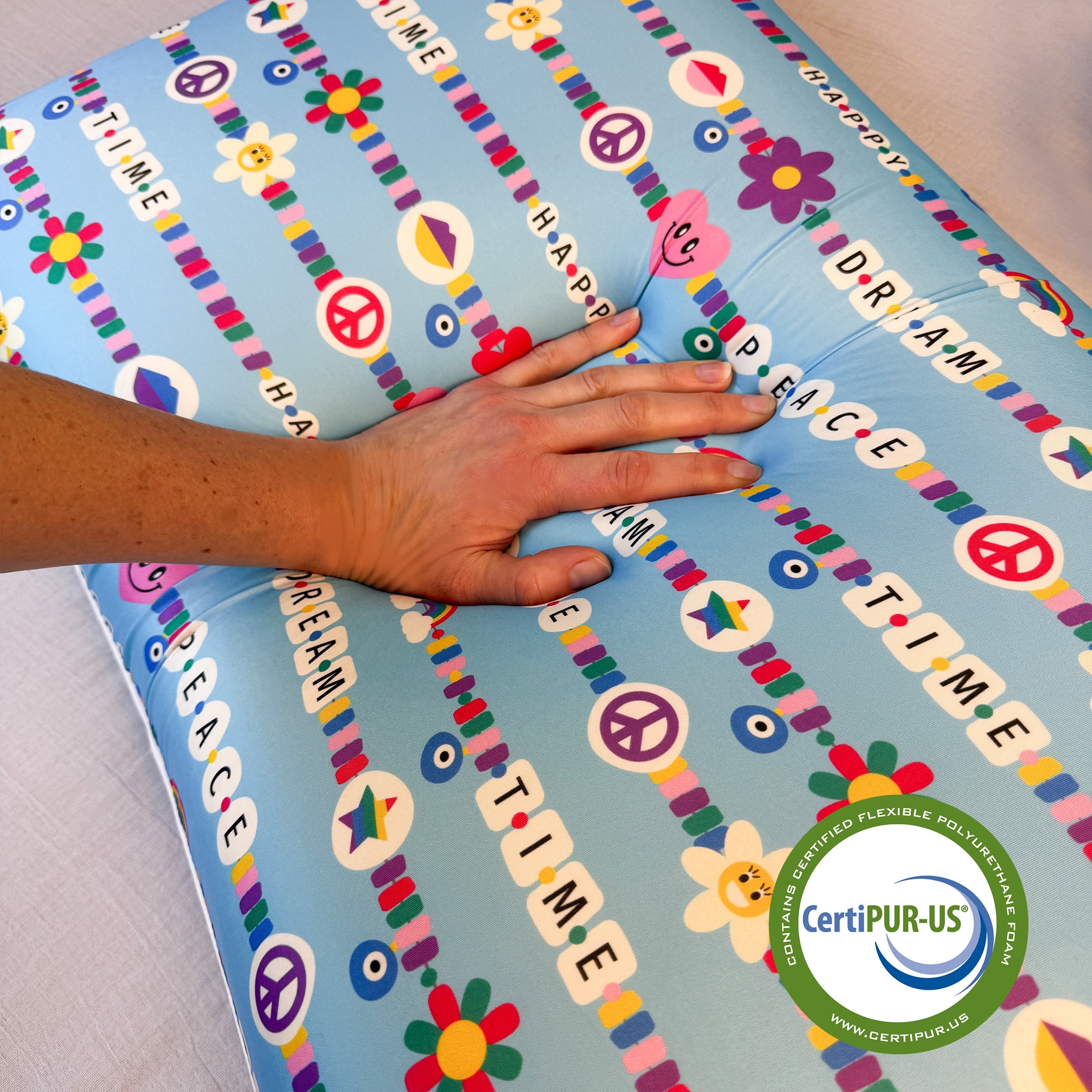 Memory Foam Fun Pillow with Cool-to-the-Touch Cover, Standard/Queen, Blue Friendship Bracelet 2 Pack
