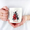 thumbnail image 4 of Initial Letter A Mug for Her, Personalized Floral Ceramic Cup 11oz 15oz for Daily Use, Custom Monogram Gift for Wife, Sister, Friend, Coworker, Mom from Daughter or Son, 4 of 6