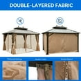 thumbnail image 2 of Dextrus Premium Hardtop Gazebo Garden Bronze Double-Layered Sidewalls Outdoor Curtains, 10' x 12', 2 of 5