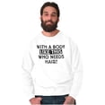 thumbnail image 3 of With A Body Like This Who Needs Hair Men's Big & Tall Crewneck Sweatshirt Brisco Brands 5X, 3 of 6