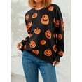 thumbnail image 4 of VISgogo Mujer Primavera Otoño Casual Pullover Manga Larga O Cuello Estampado De Calabaza Sudadera VISgogo moda, 4 of 9