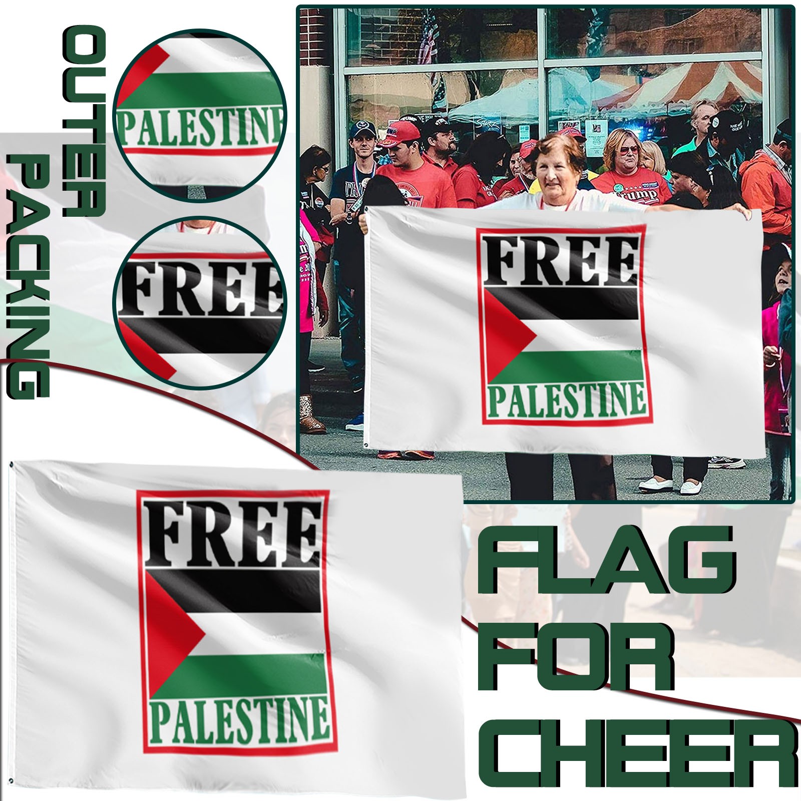 Baabni Palestine Flag UV Fade Resistant Canvas Header And Double