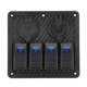 thumbnail image 5 of Gang 12V 24V 4 Panel De Interruptor Basculante IP65 A Prueba De Agua Con Enchufe De Encendedor 2 USB Para Coche Barco, 5 of 7