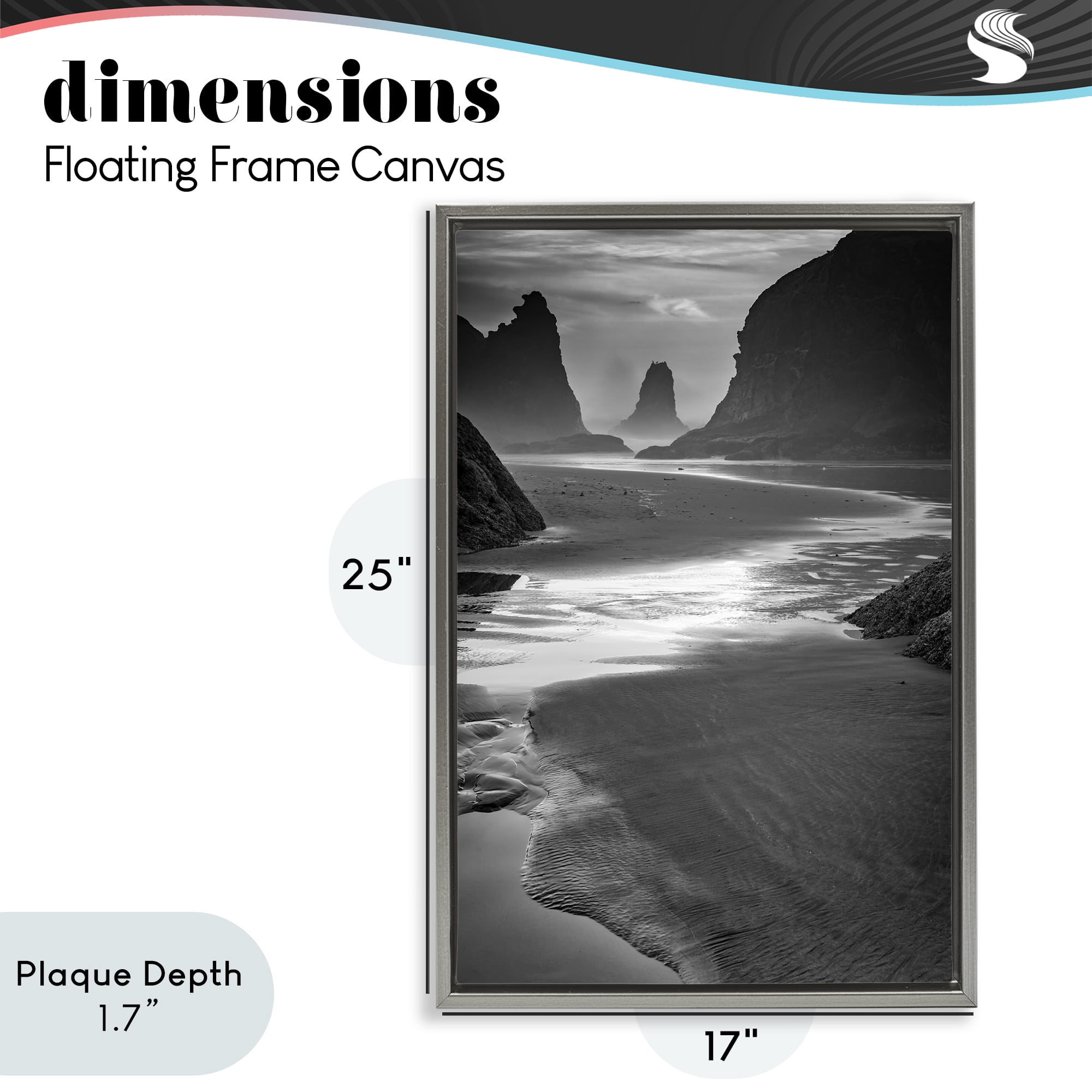 Stupell Industries Last Light On Bandon Beach Gray Framed Floater Canvas Wall Art, design by Rick Berk