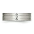 thumbnail image 3 of Auriga Fine Jewelry Stainless Steel Brushed w/CZ 6 mm Grooved Band for Women Size 11, 3 of 6