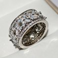thumbnail image 4 of Womens Zircon Ring Brass White Steel European American Style Ladies Fashion Statement Ring Elegant Sparkle Shimmering, 4 of 6