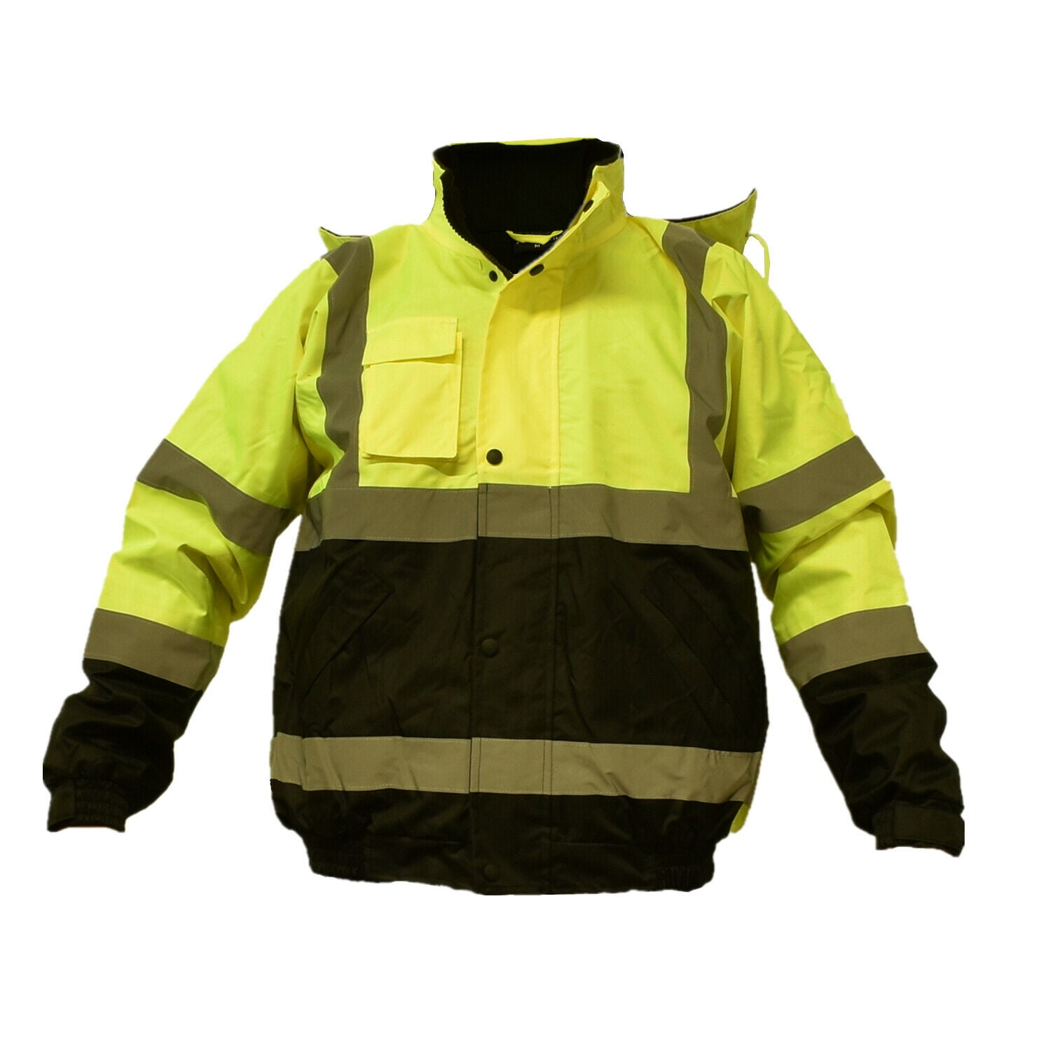 Yellow/Black,Large Tactical Jackets for Men and Women High Visibility Waterproof Durable Rain Gear Brite Safety Hi Vis Contrast Tape Bomber Jacket