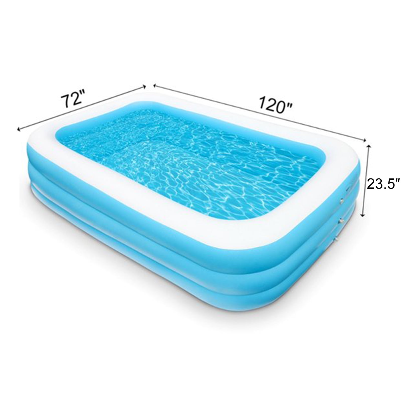 Giant Inflatable Kiddie Pool Family and Kids Inflatable Rectangular Pool 120" x 72" x 23