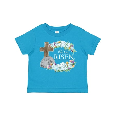 

Inktastic Easter He Has Risen with Cross and Flowers Gift Toddler Boy or Toddler Girl T-Shirt