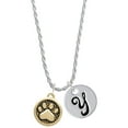 thumbnail image 1 of Delight Jewelry Goldtone Paw in Circle Silvertone Script Initial Disc - Y - Charm Necklace, 20"+3", 1 of 4