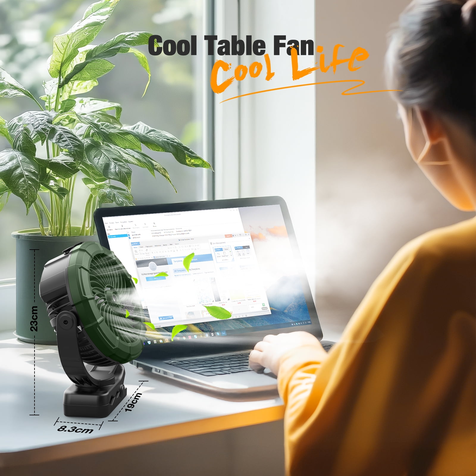 JINLICTE Portable Misting Clip on Fan with 5200mAh Battery, 3 Speeds & LED Light - 360° Rotation Mist Cooling Fan for Stroller, Camping, Outdoor Use - Rechargeable, Adjustable Hook Design