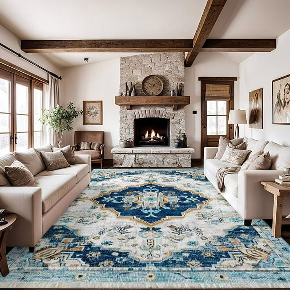 Alfombra Crystal Velvet nórdica étnica lavable antideslizante